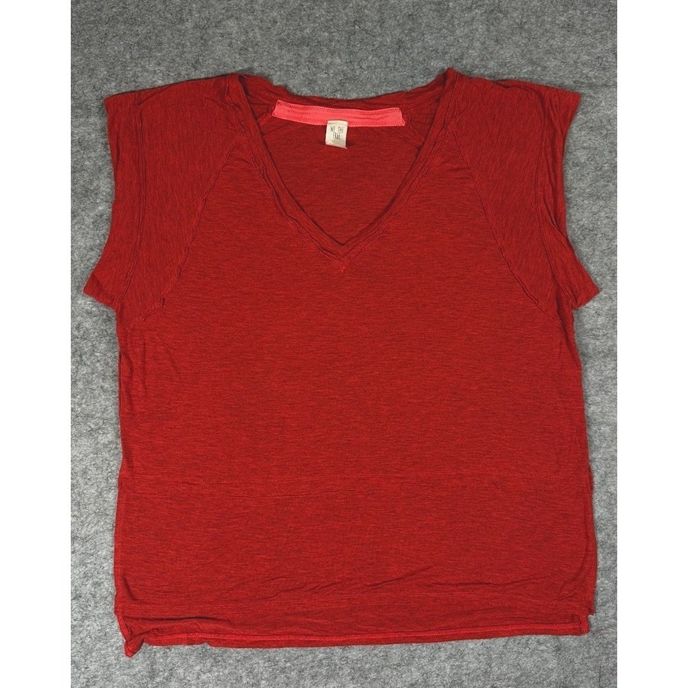 We The Free by Free People oversized Nina V-Neck Tee Red  Size Small